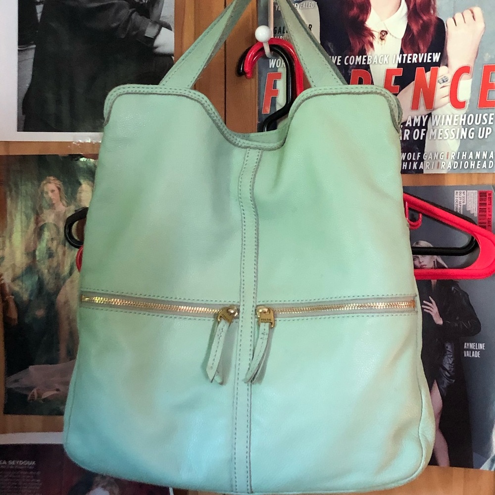 Mint Green Leather Fossil Purse